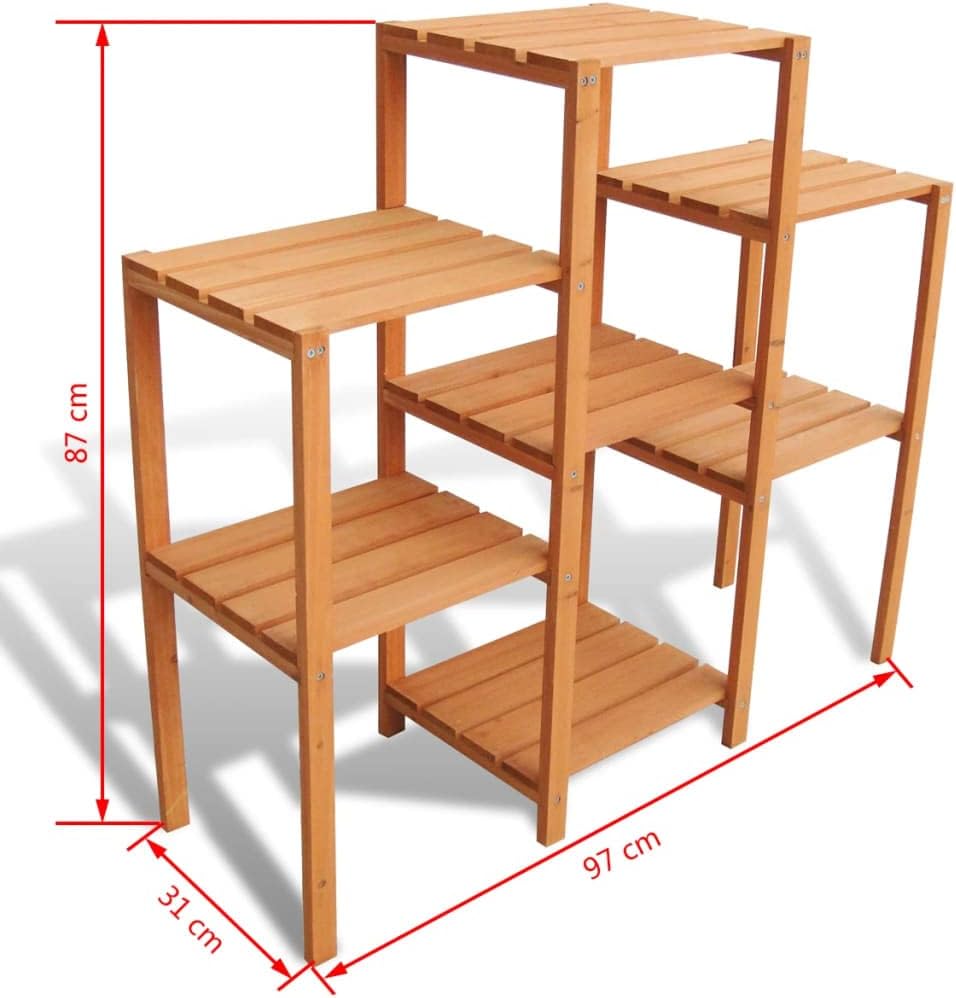 フラワースタンド家具セット - 園芸植物スタンド 97x31x87cm モミ無垢